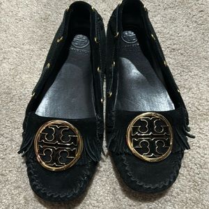 Black and gold Tory Burch flats size 9